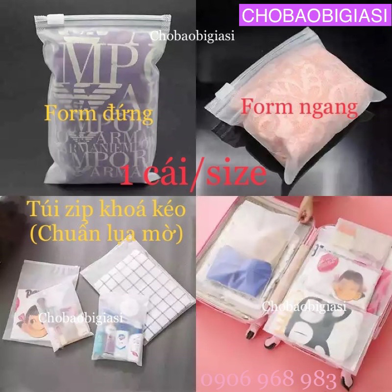 Túi zip lụa mờ có KHÓA KÉO  đựng quần áo, thời trang (có đục lỗ  - SP y hình