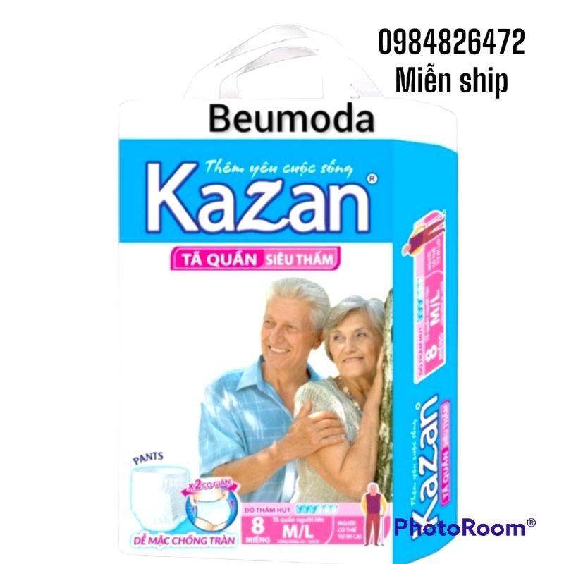 Tã Bỉm quần người lớn gói 8 miếng có vách ngăn KAZAN size M/L 65-125cm