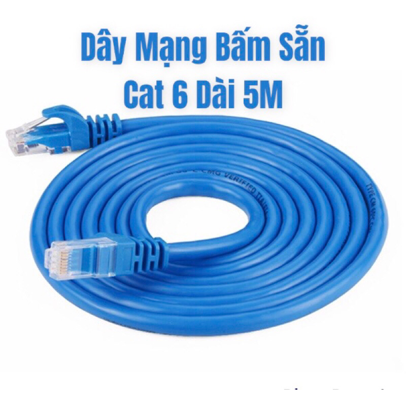 Dây mạng cat 6 bấm sẵn 2 đầu dài 5m - Dây cáp mạng lan internet xịn tốt cao cấp