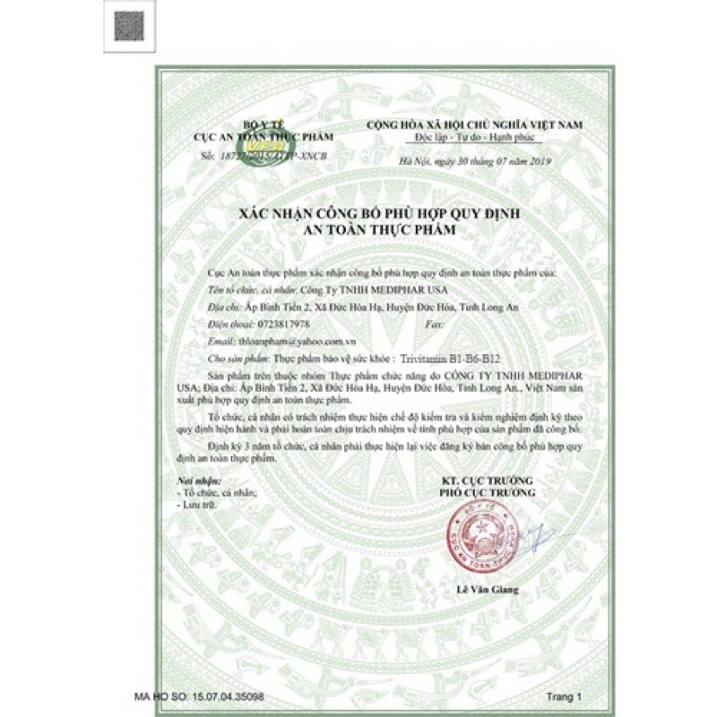 Viên uống Trivitamin B1-B6-B12