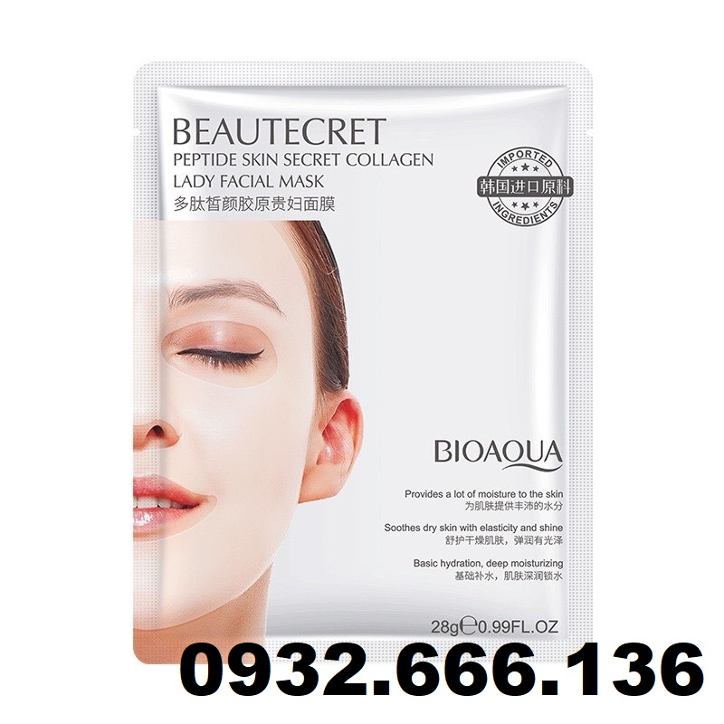 [TẶNG 5m] Mặt nạ thủy tinh Bioaqua - Thạch collagen Beautecret, Mặt nạ