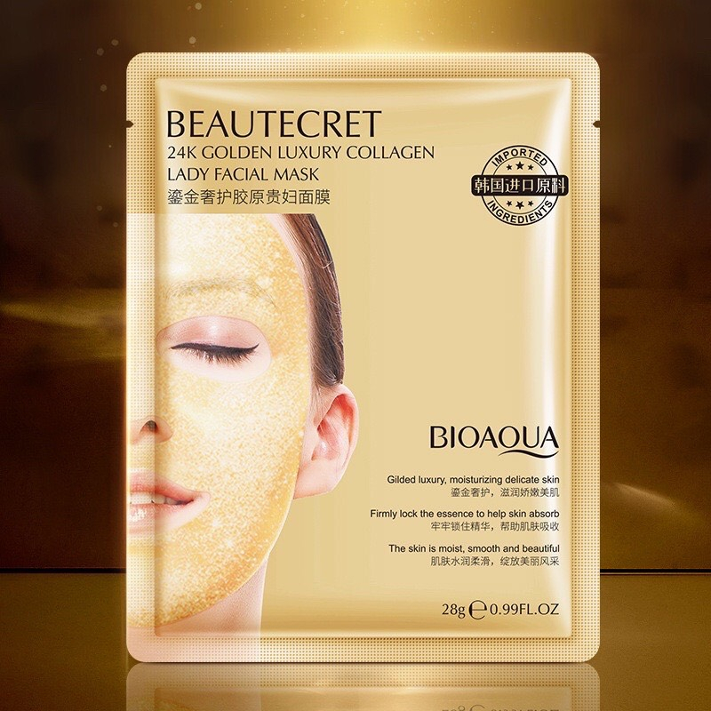 [TẶNG 5m] Mặt nạ thủy tinh Bioaqua - Thạch collagen Beautecret, Mặt nạ