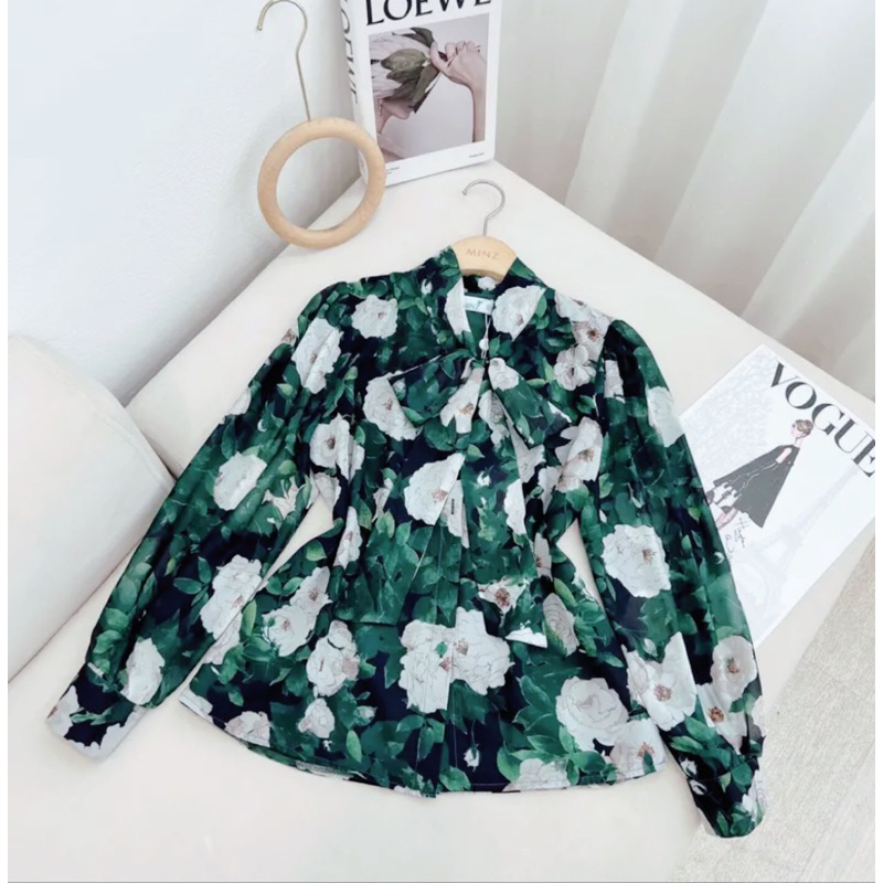 Áo Công Sở Sơ Mi Kiểu Hàn Quốc Thắt Nơ xinh xắn dễ thương nổi bật giữa rừng hoa hai lớp mềm mịn thoải mãi