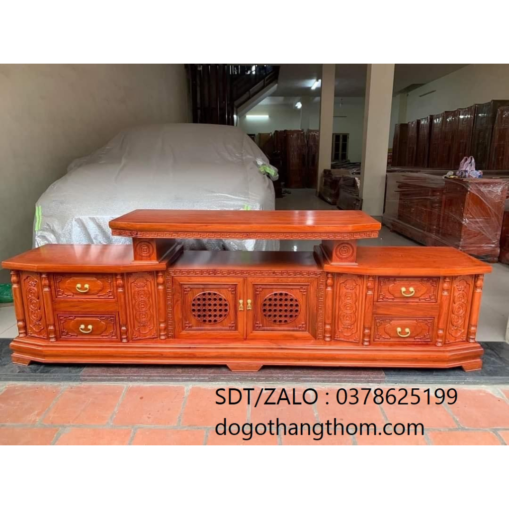 kệ tivi gỗ hương đá 2m phòng khách