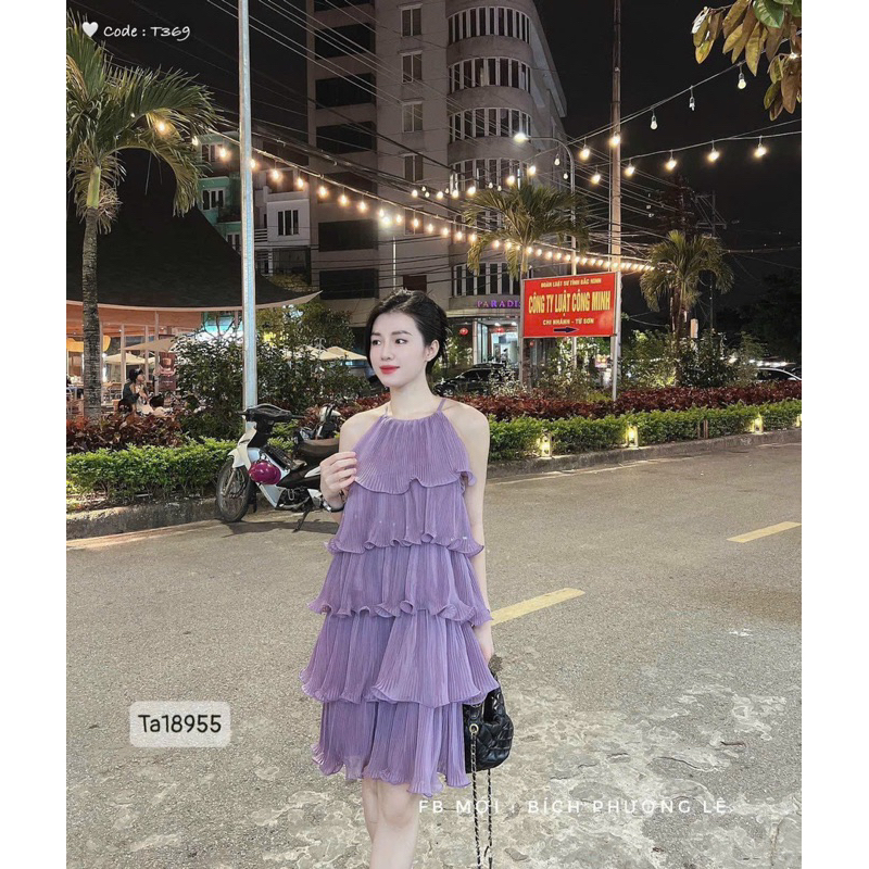Váy 2 dây xếp li tầng lượn sóng hàng cao cấp , Đầm 2 dây tiểu thư sang chảnh / DAISY PHUONG