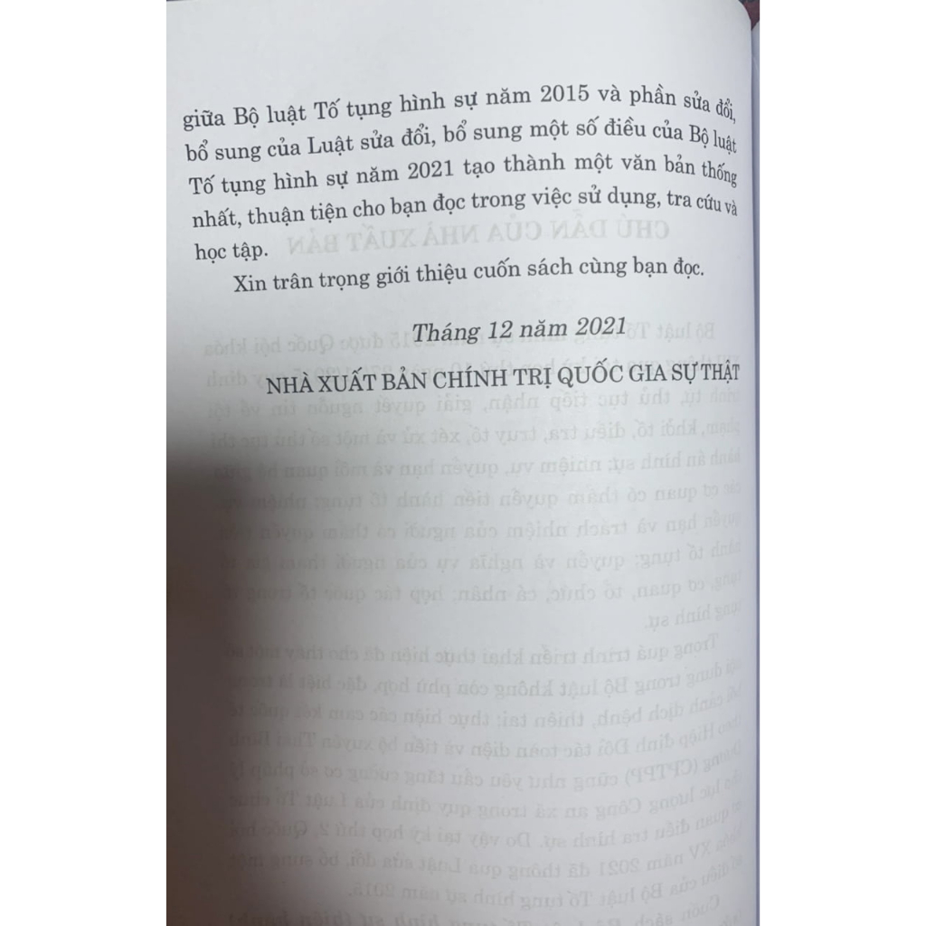 Sách Bộ Luật Tố Tụng Hình Sự (Hiện Hành) (Sửa Đổi, Bổ Sung 2021)