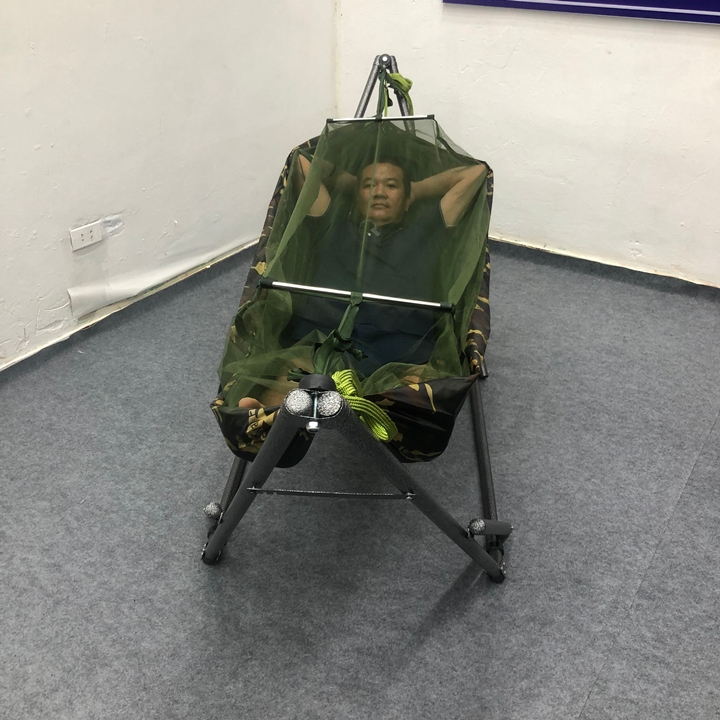 Võng dù màu rằn ri có mùng không có lót bông tặng kèm 3m dây dù loại tốt