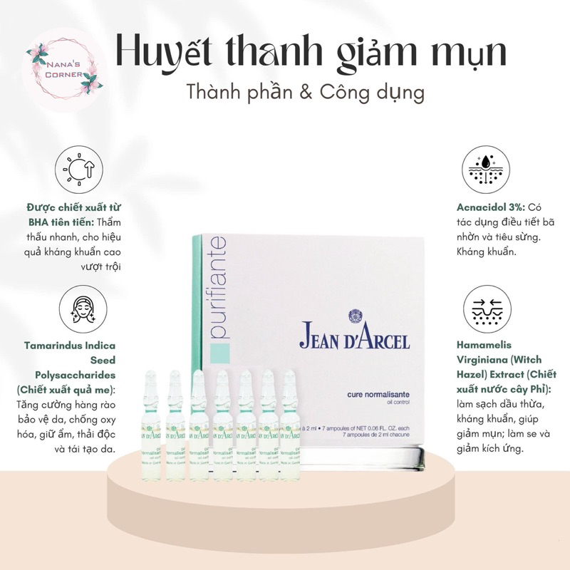 Huyết Thanh Cho Da Mụn Jean D'arcel Cure Normalisante/ oil Control J42C
