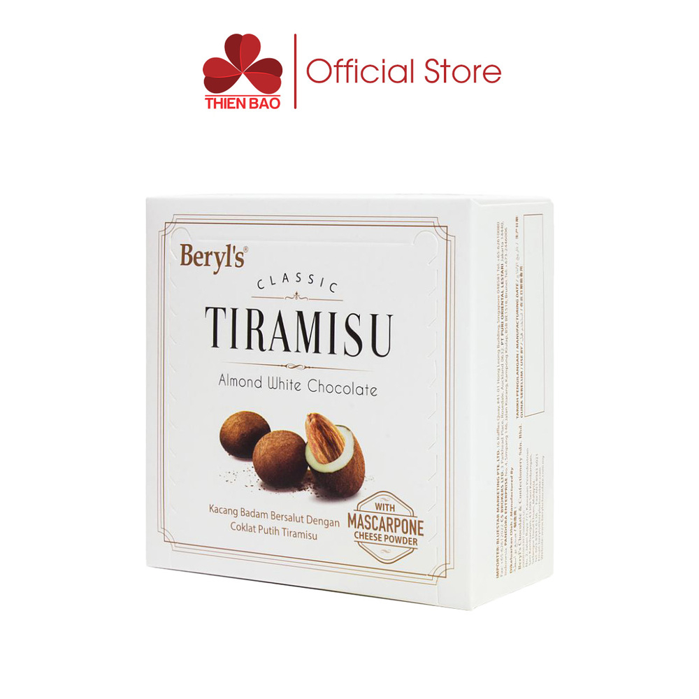 Socola Tiramisu phủ bột phô mai mascarpone - Beryl's Classic Tiramisu - hộp giấy 65g