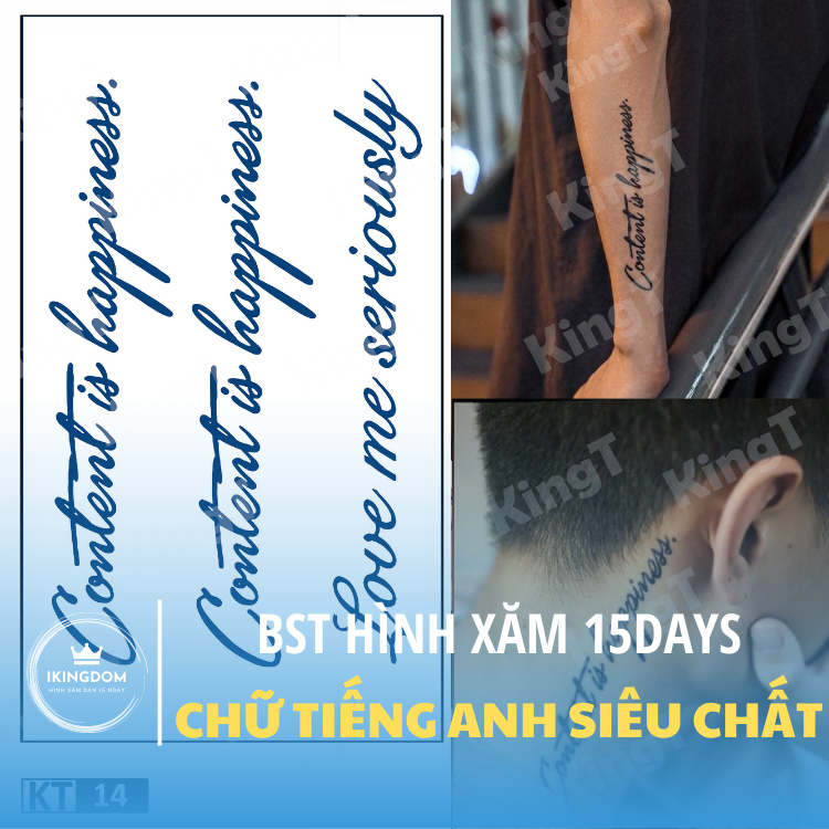 【IKINGDOM】Hình xăm 15 ngày chữ TIẾNG ANH siêu chất 11x18cm full tờ - Hình xăm dán lên màu nét đẹp như xăm thật