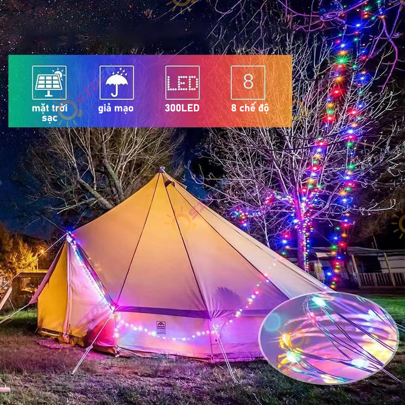OSIDEN đèn trang trí không thấm nước đèn dây LED 12M 22M 32M đèn trang trí ngoài trời 8 chế độ chiếu sáng