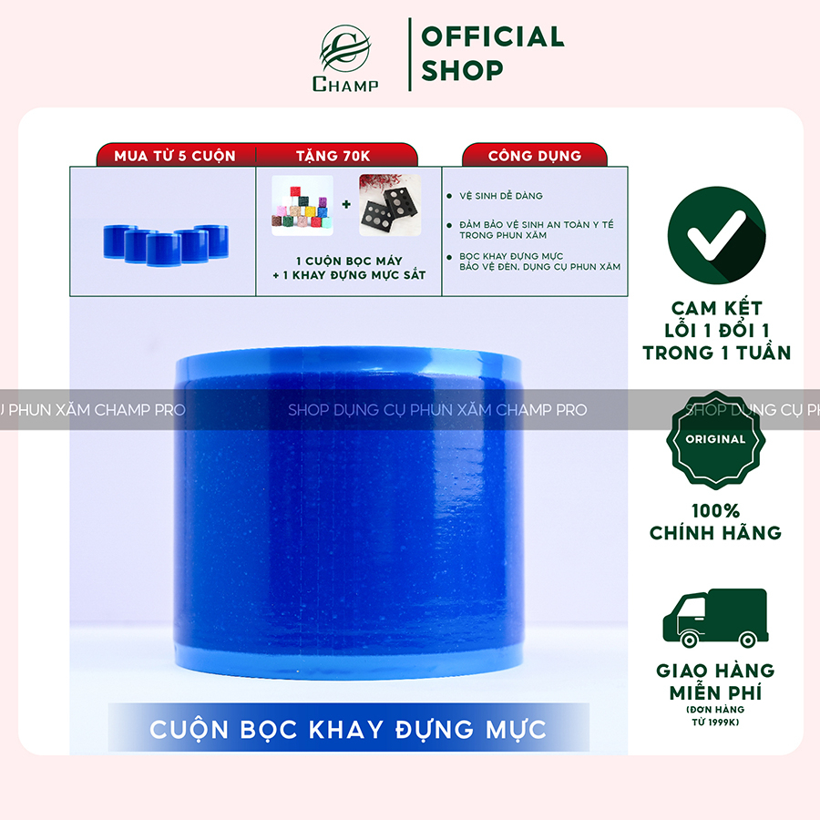 Blufim miếng dán y tế vệ sinh dụng cụ phun xăm, Cuộn bọc khay đựng mực an toàn vệ sinh Top 1 thị trường