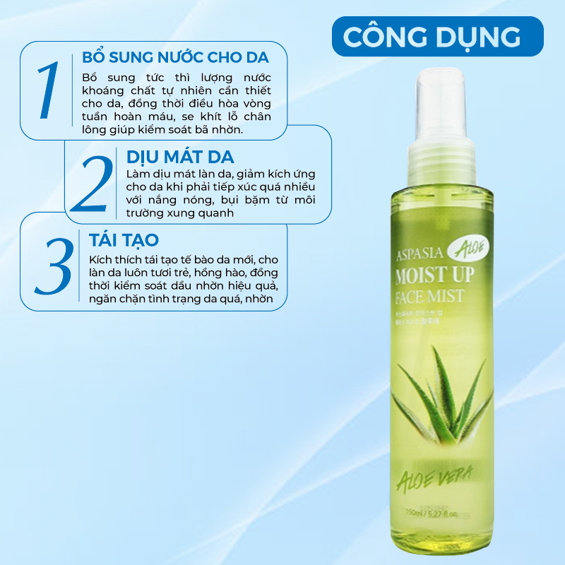 Xịt khoáng Dưỡng Ẩm Aspasia Moist Up Face Mist 150ml Hàn Quốc | BigBuy360 - bigbuy360.vn