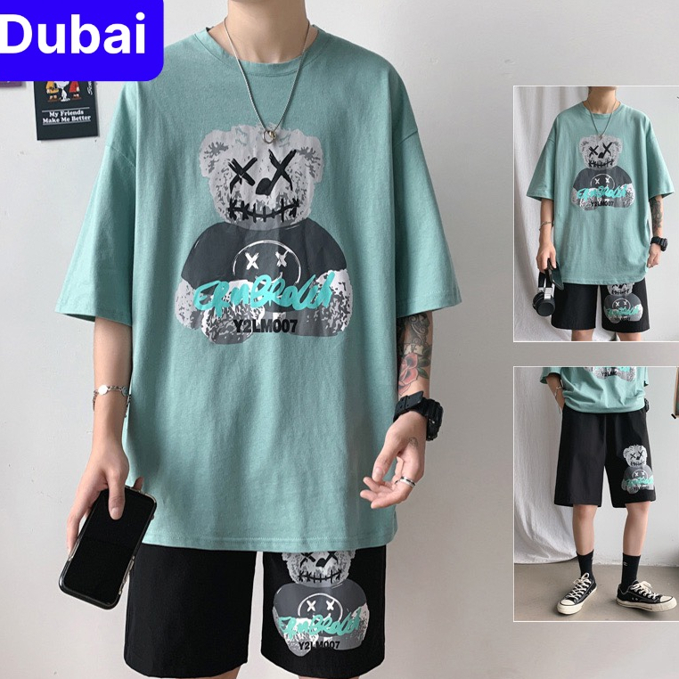 BỘ THỂ THAO NAM GẤU BÔNG MA CUTE, ĐỒ BỘ QUẦN ÁO MÙA HÈ CỘC TAY VẢI ĐẸP HOT TREND 2023 - DUBAI FASHION