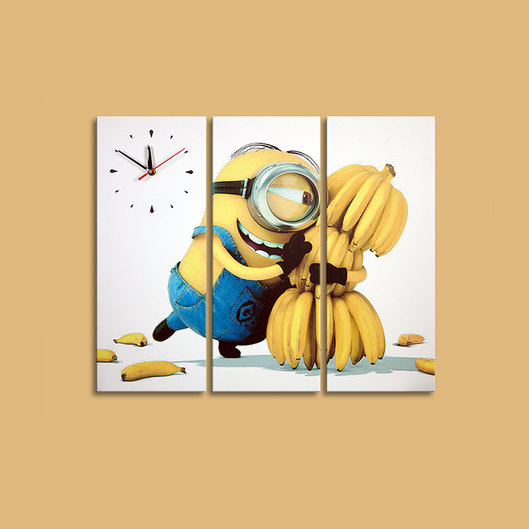 Tranh đồng hồ treo tường tranh trang trí cho bé minions trang trí phòng ngủ tặng kèm đinh