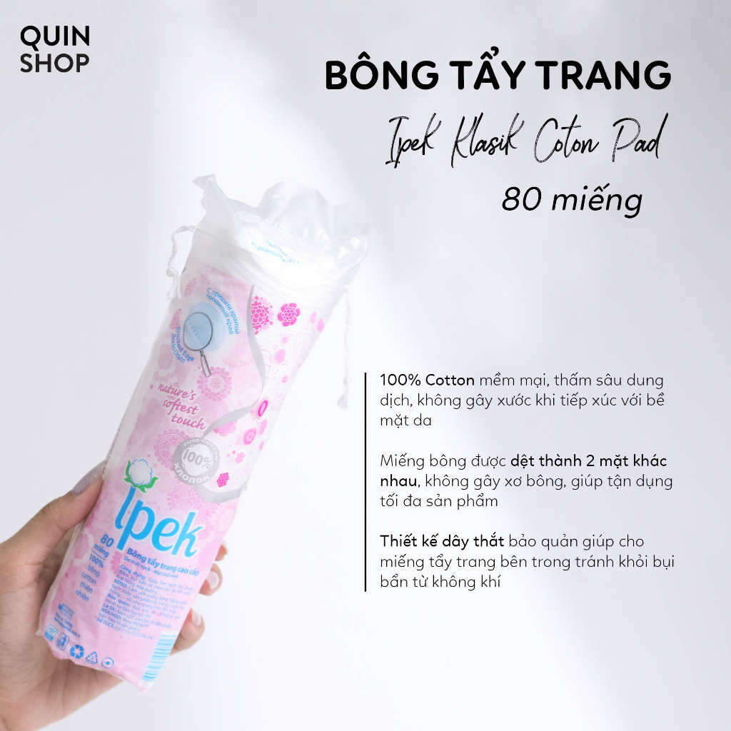 Bông Tẩy Trang Ipek Klasik Coton Pad 80, 150 Miếng