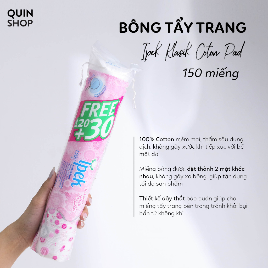 Bông Tẩy Trang Ipek Klasik Coton Pad 80, 150 Miếng