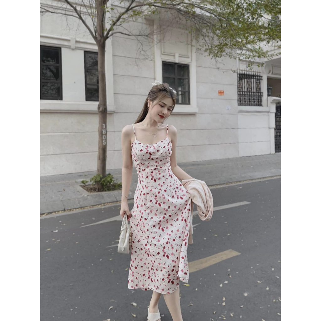 Set bộ váy nữ 2 dây xốp hoa mix áo khoác ngoài với tone màu nhẹ nhàng, xinh xắn dành cho các nàng