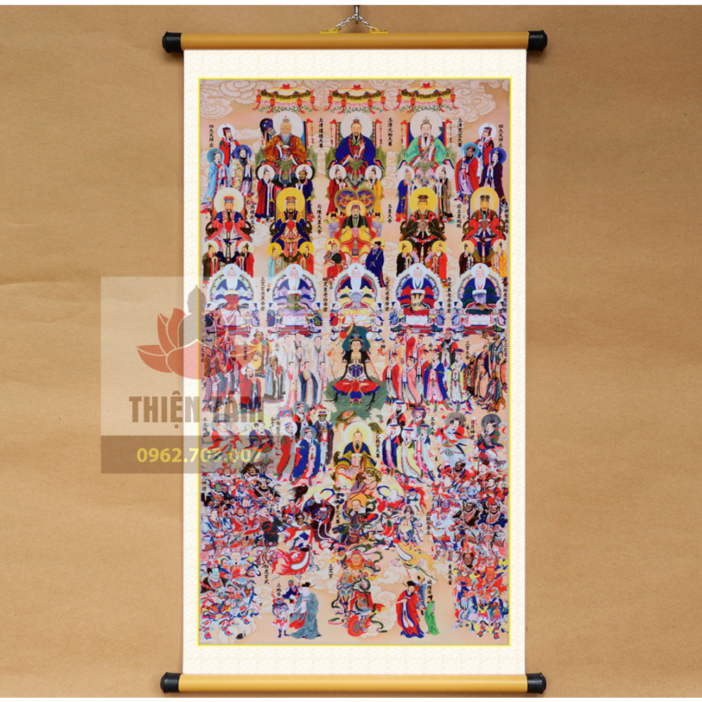 Tranh Đạo Giáo Thần Tiên 70x130cm treo tường khổ lớn bằng vải phủ bóng cao cấp dày dặn