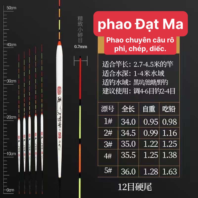 Phao lông công Đạt Ma, phao câu cá rô phi, phao câu rô, phao câu riếc, phao câu chép siêu nhẹ