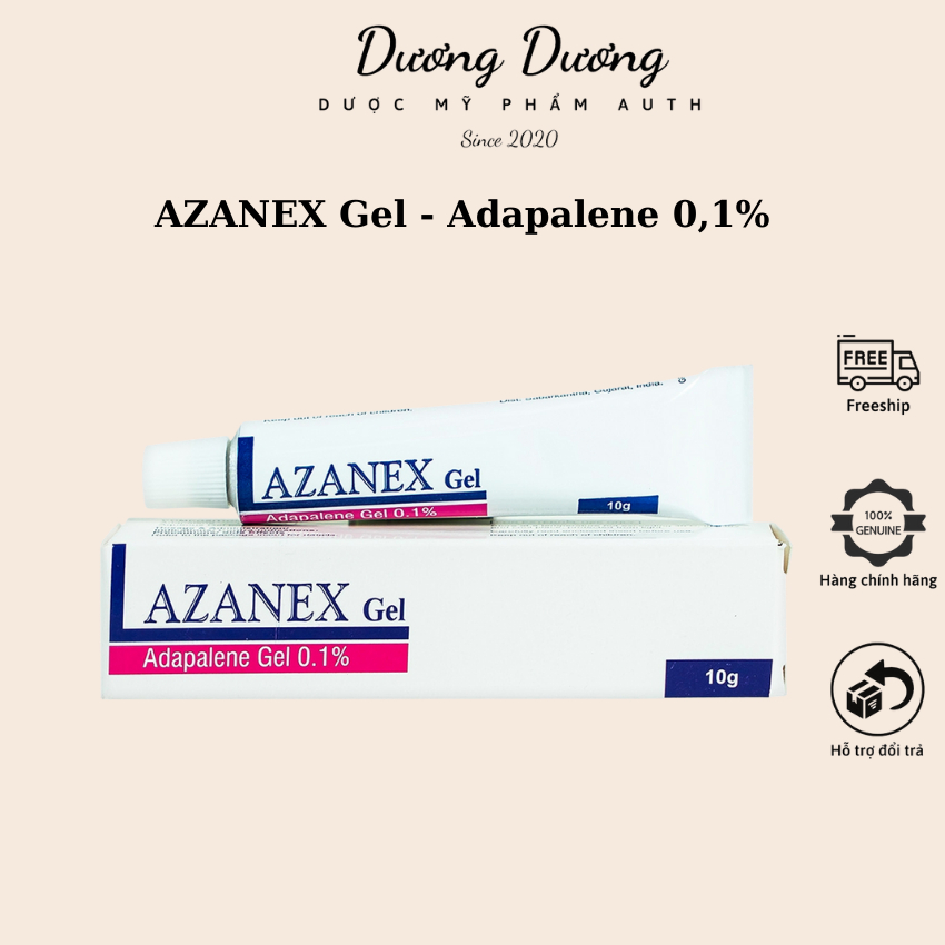 Gel giảm mụn chăm sóc da mụn ẩn Azanex Gel Adapalene 0,1% 10g