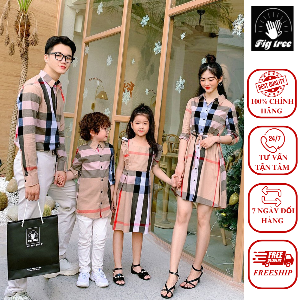 Set Sơ Mi Váy Gia Đình FIGTREE BBR Kem Siêu Hot Vượt Thời Gian