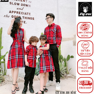 Set Sơ Mi Váy Gia Đình FIGTREE BBR Đỏ Tươi Mới Siêu Sang