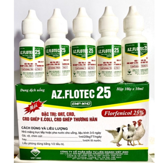 Azflotec(10ml)Hen-Khẹc-Tiêu-Chảy-Vảy-Mỏ-Sưng-Phù-Mặt