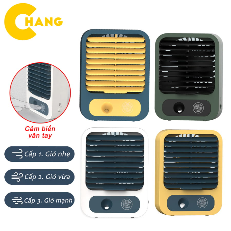 Quạt Điều Hoà Tích Điện Để Bàn 3Tốc Độ Gió, Quạt Hơi Nước Phun Sương Mini Dung Tích Bình 150ML Tạo Độ Ẩm Làm Mát Sâu