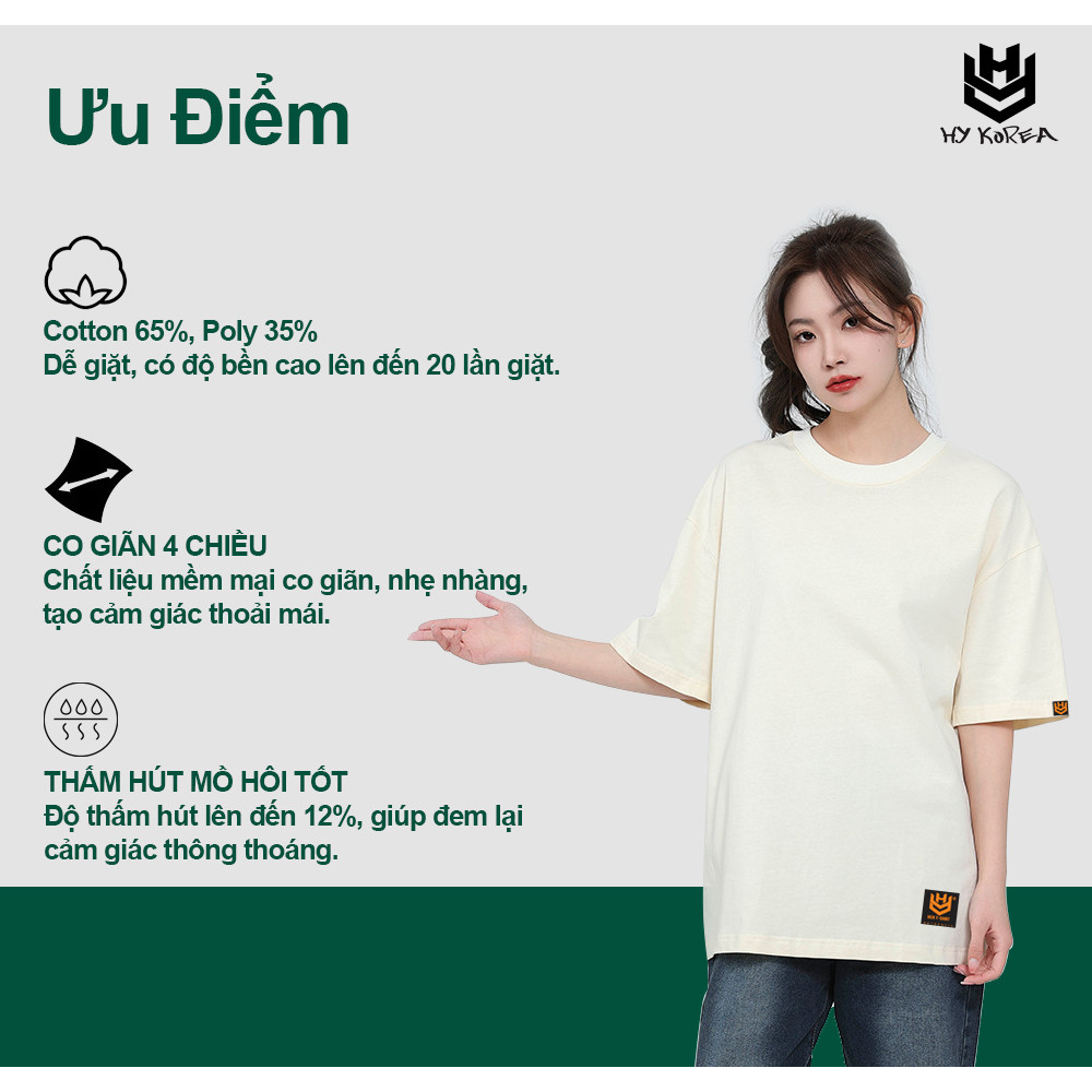 Áo phông unisex form rộng mẫu ngẫu nhiễn cotton 75% HYKOREA