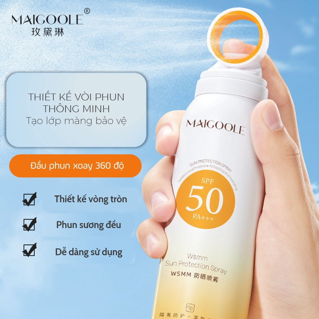 Xịt chống nắng MAIGOOLE 360 độ SPF50+chống tia cực tím bảo vệ làn da