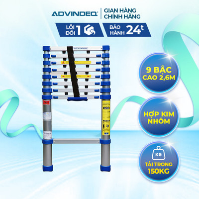 Thang nhôm rút gọn Advindeq ADT208B cao tối đa 2.6m - chịu tải 150kg - bảo hành điện tử 24 tháng