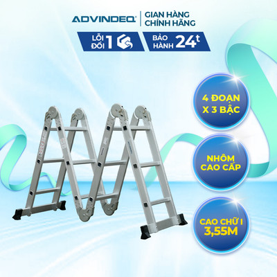 Thang nhôm Advindeq ADM103 - gấp đa năng 4 đoạn -Thiết kế linh hoạt cao- khi duỗi chữ I lên tới 3.5m
