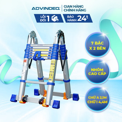 Thang nhôm rút gọn chữ A Advindeq ADT707B Nhập khẩu chính hãng -Hợp kim nhôm cao cấp -Bảo hành 2 năm