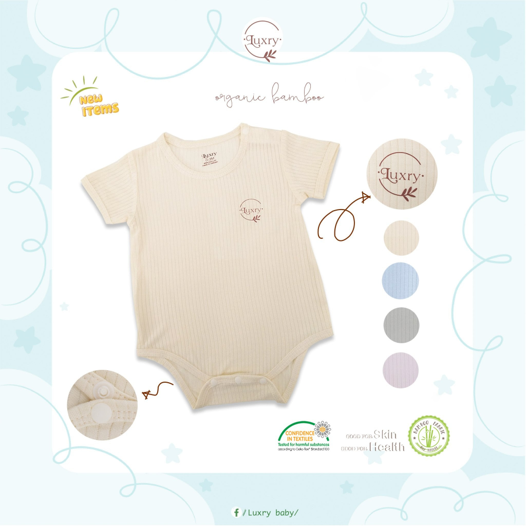 Body chip cộc tay vân Luxry vải sợi tre modal mát mẻ cho bé từ 0 đến 9 tháng