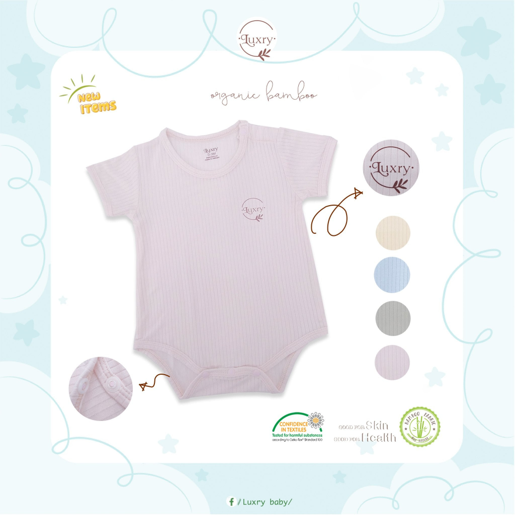 Body chip cộc tay vân Luxry vải sợi tre modal mát mẻ cho bé từ 0 đến 9 tháng