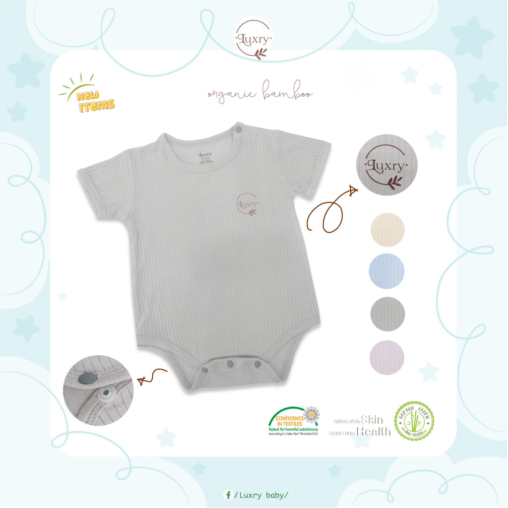 Body chip cộc tay vân Luxry vải sợi tre modal mát mẻ cho bé từ 0 đến 9 tháng