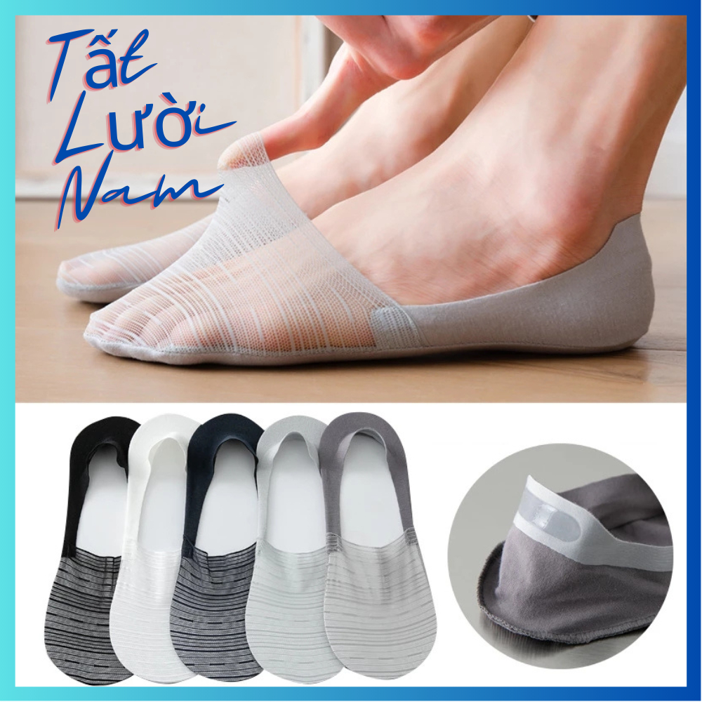 Tất Lười Nam Cổ Ngắn Nửa Bàn Chân INVISIBLE Dạng Lưới, Khử Mùi, Thấm Mồ Hôi, Chống Ma Sát Hiệu Quả