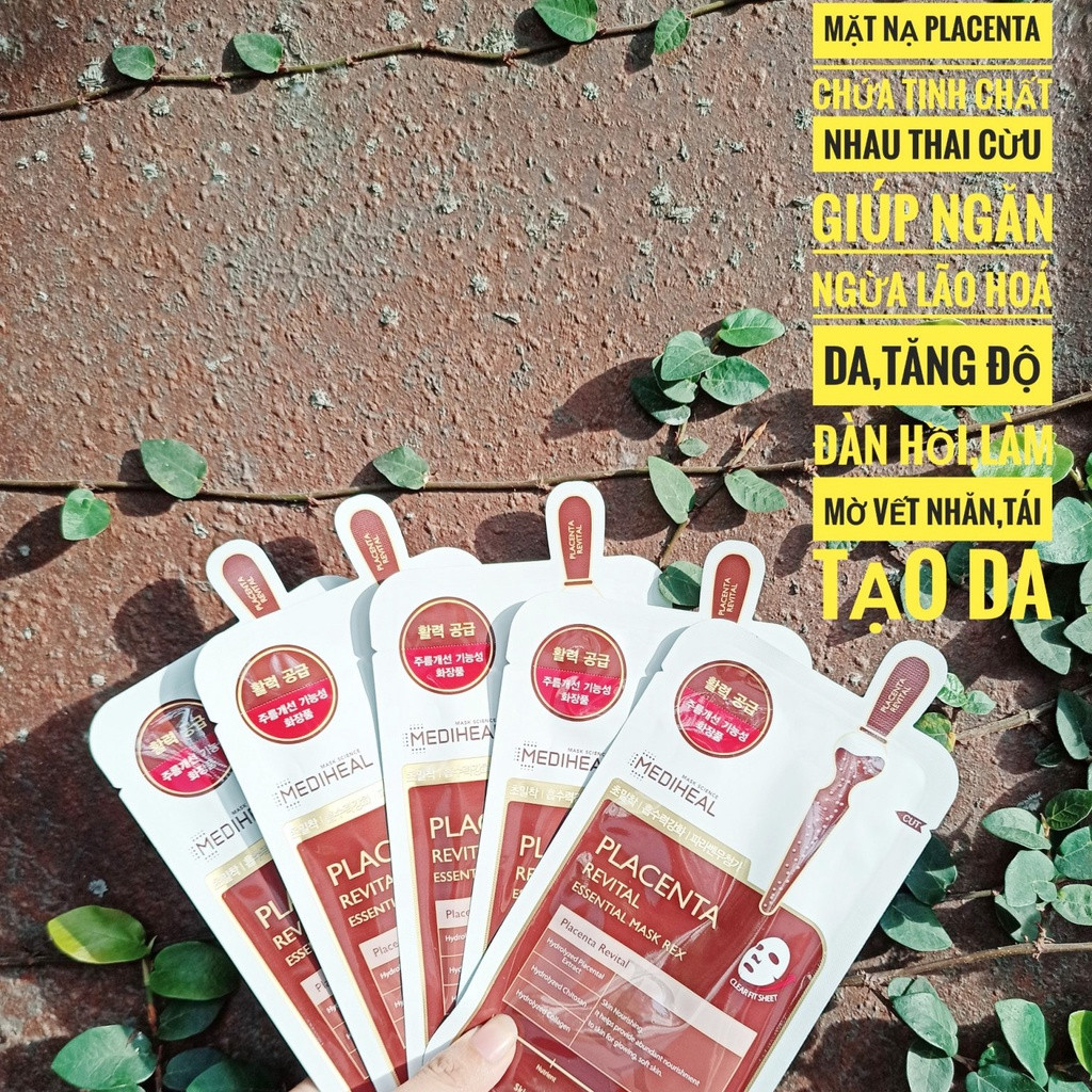 Hộp 10 Mặt Nạ Nhau Thai Cừu Phục Hồi Da Mediheal PLACENTA Revital Essential Mask 24ml x10 - REX