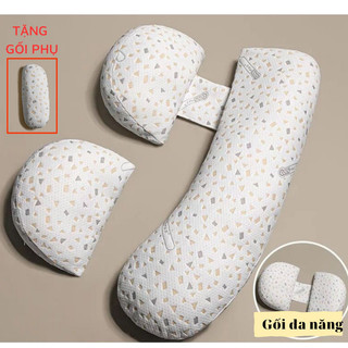 Gối Bầu Cánh Tiên, Gối Kê Bụng Bầu Màu Trắng Xám Có Thể Làm Gối Tựa, Gối Ôm Hay Gối Gác Chân Giúp Mẹ Và Bé Ngủ Ngon Hơn