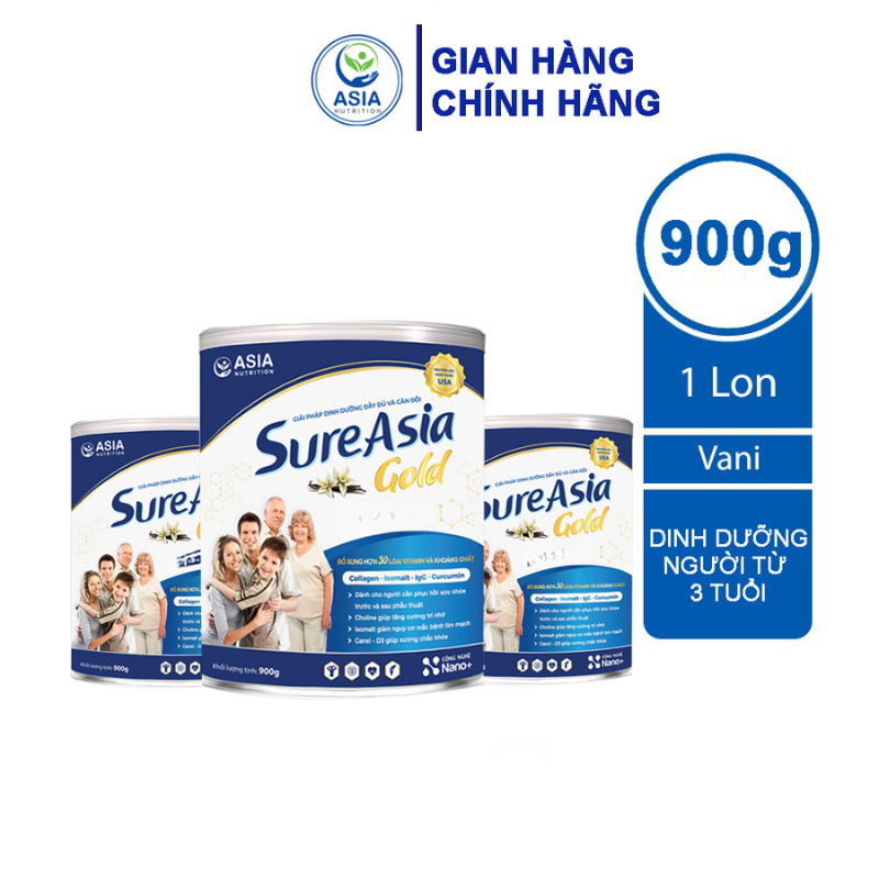 Combo 4 hộp Sữa Sure Asia Gold chính hãng nguyên liệu nhập khẩu từ Hoa Kỳ thượng hạng tốt cho sức khỏe người cao tuổi