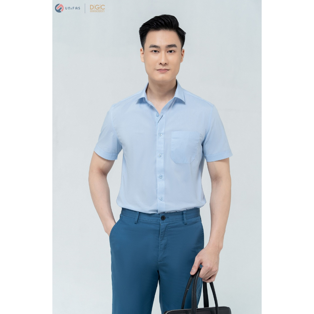 Áo sơ mi dáng suông thoáng mát, thấm hút tốt thích hợp cho mùa hè 100% cotton DGC - SASNBC20M - Sơ mi ngắn tay