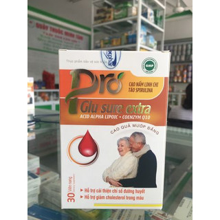 Viên uống giảm đường huyết, giảm cholesterol trong máu Pro Glu Sure Extra - Hộp 30 viên