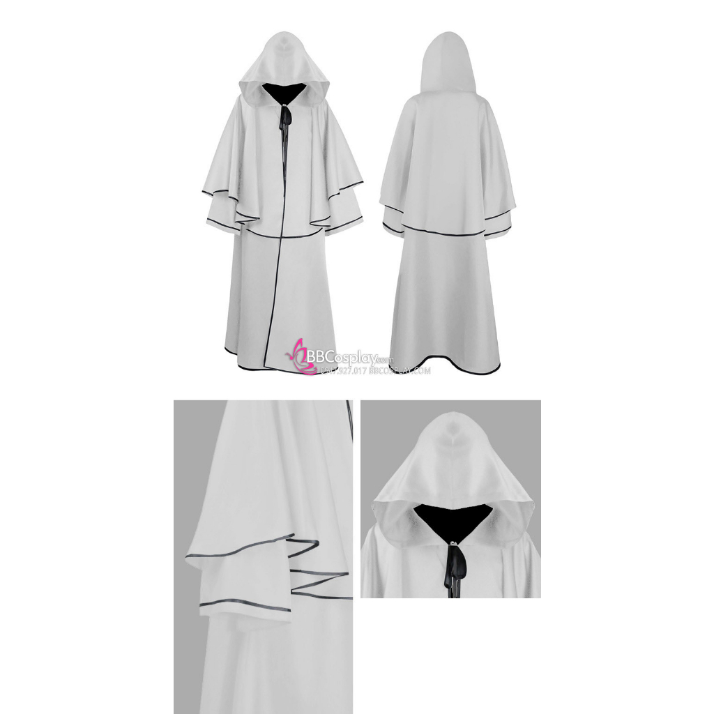 Halloween Trang Phục Pháp Sư Phù Thủy Trắng Viền Đen - 3655
