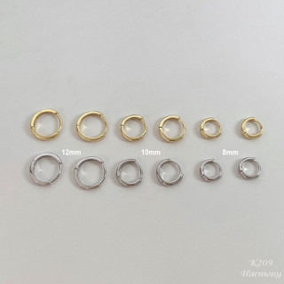 Khuyên tai bạc nam nữ s925 tròn trơn vành tai nhiều size unisex K209  Heli 2 (1 đôi) Gemy Silver