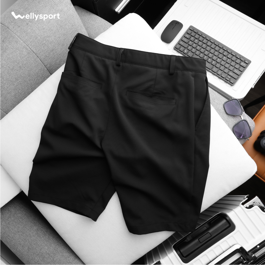 Quần Short Golf Nam Cao Cấp, Màu Đen, Welly Sport, Mã QG01