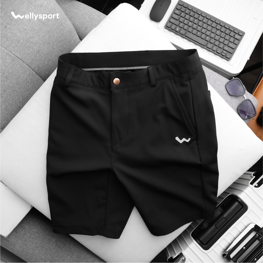 Quần Short Golf Nam Cao Cấp, Màu Đen, Welly Sport, Mã QG01