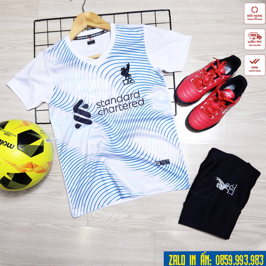Quần áo bóng đá trẻ em Liverpool Logo Thêu Chất Liệu Thun Lạnh Cao Cấp A2