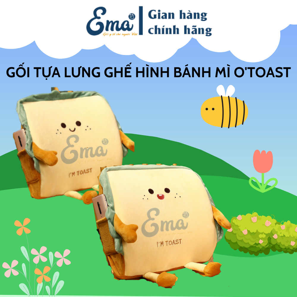 Gối tựa lưng văn phòng hình thú Ema, Gối cao su non kê lưng cao cấp kích thước 35cmx32cmx12cm
