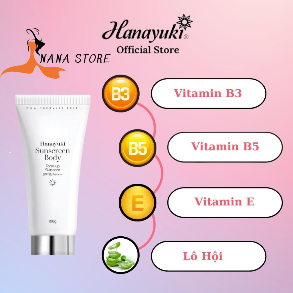 Kem Chống Nắng Nâng Tone Da Mặt, Body Hanayuki